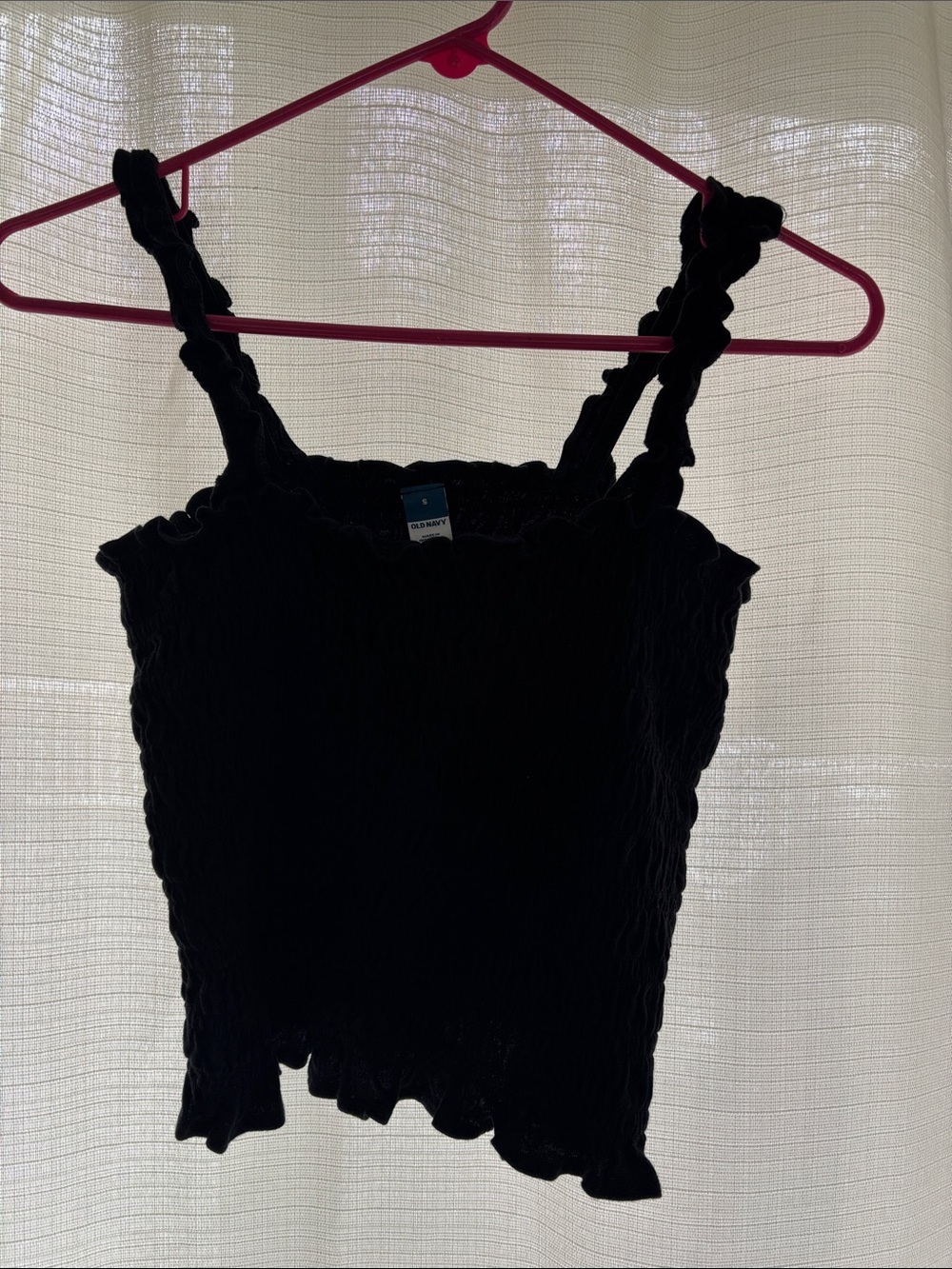 Old Navy Black Smocked Ruffle-Strap Camisole